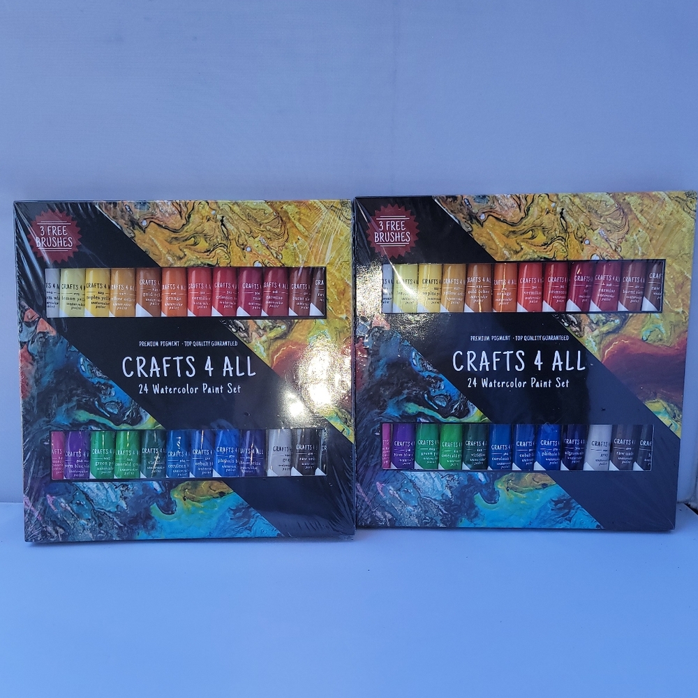 Crafts 4 All 24 Watercolor Paint Set (Premium Pigment) NEW 2 Sets Total.